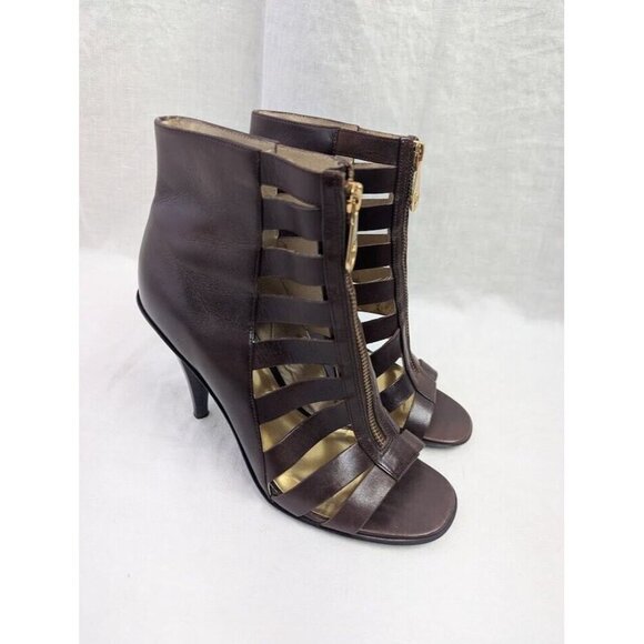 Michael Kors Shoes - Michael Kors Women's size 8 Jamesport zip up brown leather cut out heels S18